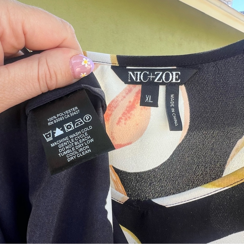 Nic & Zoe Black Papya Print Dress Size: XL - Picture 3 of 9